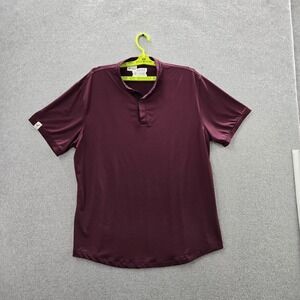 MANTRA‎ Men Polo XL Burgundy Golf Performance Polo Button Short Sleeve